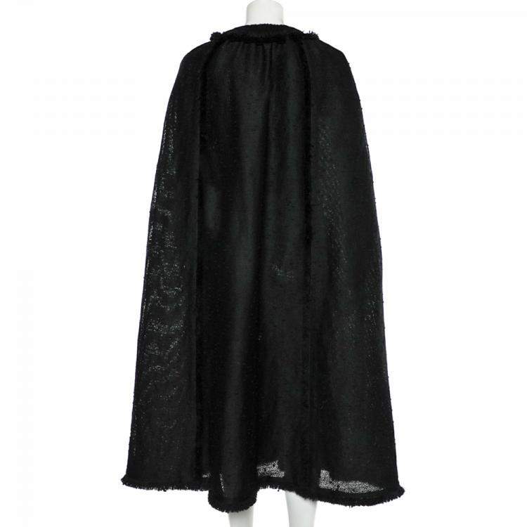 Pre Owned Dolce & Gabbana Black Boucle Hook Detail Poncho S