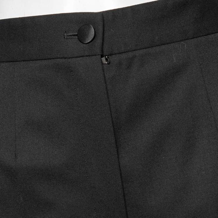 Pre Owned Dolce & Gabbana Black Wool & Satin Piped Skinny Fit Cropped Trousers M