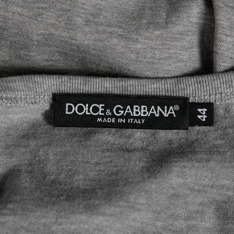Pre Owned Dolce & Gabbana Grey Cotton Logo Printed Crewneck Tank Top M 