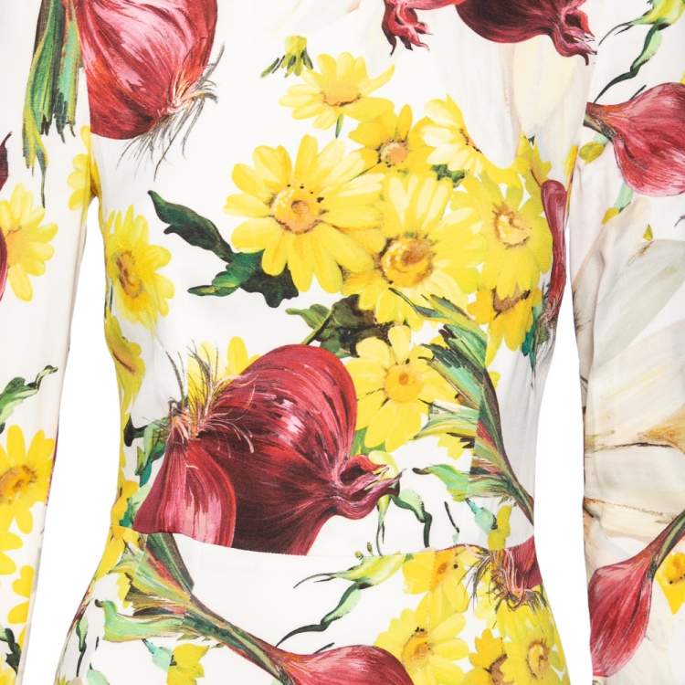 Pre Owned Dolce & Gabbana  Multicolor Onion & Floral Printed Crepe Sheath Dress M