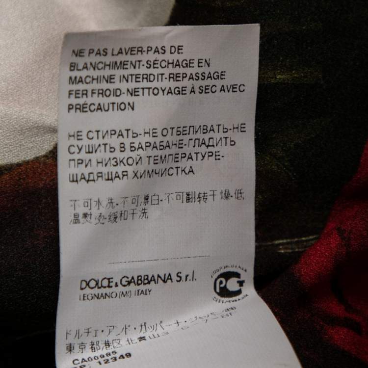 Pre Owned Dolce & Gabbana Multicolor Rose Printed Cotton & Silk Sheath Dress S