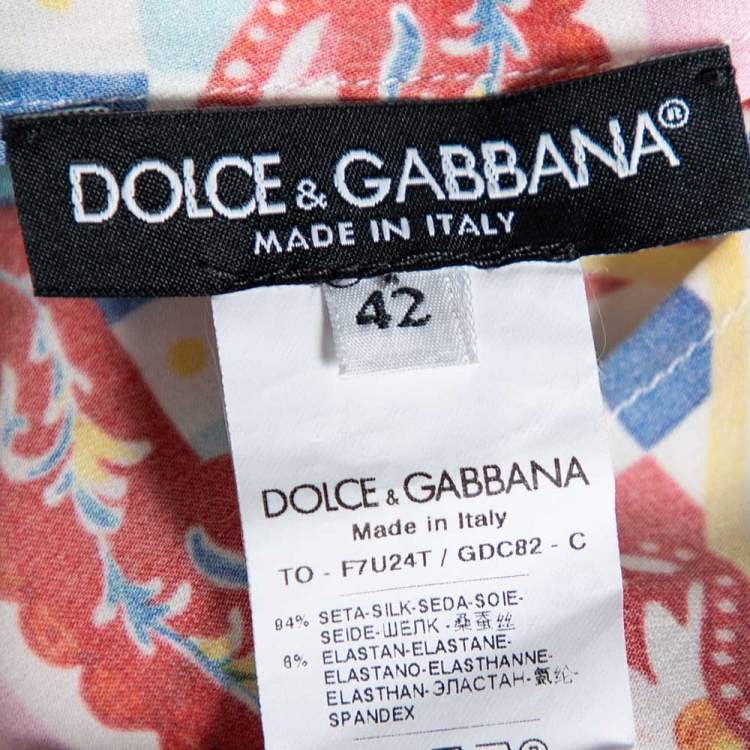 Pre Owned Dolce & Gabbana Multicolor Printed Silk Sleeveless Top M