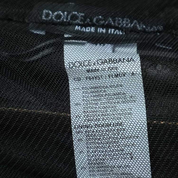 Pre Owned Dolce & Gabbana Black Lace Ruffled Off Shoulder Midi Dress L