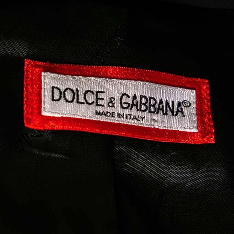 Pre Owned Dolce & Gabbana Vintage Black Wool Crepe Single Breasted Coat M