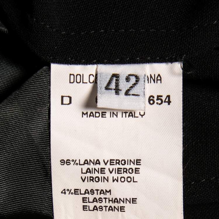 Pre Owned Dolce & Gabbana Vintage Black Wool Crepe Single Breasted Coat M