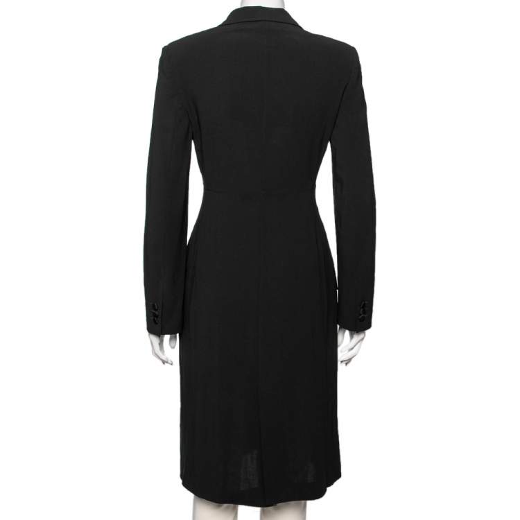 Pre Owned Dolce & Gabbana Vintage Black Wool Crepe Single Breasted Coat M
