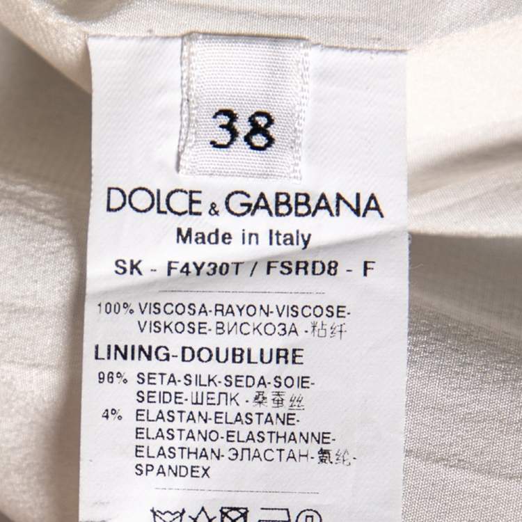 Pre Owned Dolce & Gabbana Monochrome Checkered Crepe Midi Skirt S