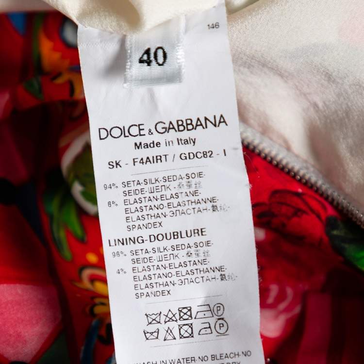 Pre Owned Dolce & Gabbana Multicolored Printed Silk Flounce Skirt S 