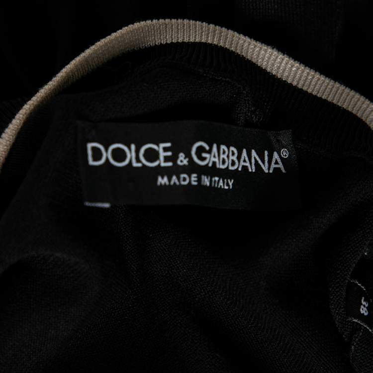Pre Owned Dolce & Gabbana Black Logo Embroidered Knit Sweater S