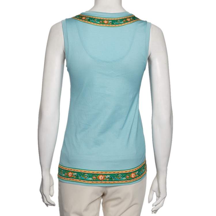 Pre Owned Dolce & Gabbana Blue Cotton La Cassata Siciliana Tank Top S