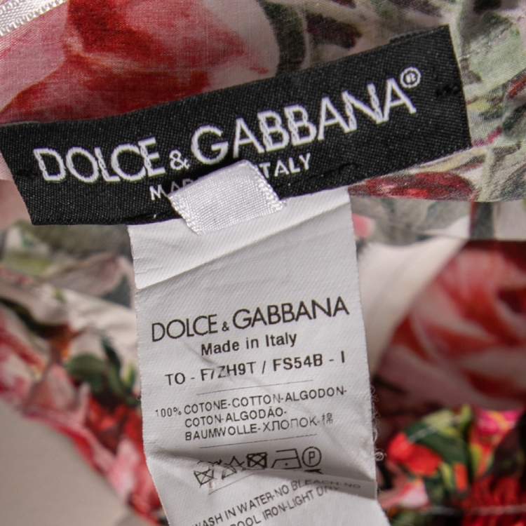 Pre Owned Dolce & Gabbana Multicolored Rose Printed Cotton Cold Shoulder Top S