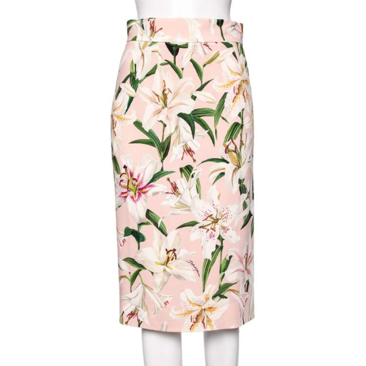 Dolce & Gabbana Pink Floral Printed Crepe Midi Skirt S Dolce & Gabbana |  The Luxury Closet