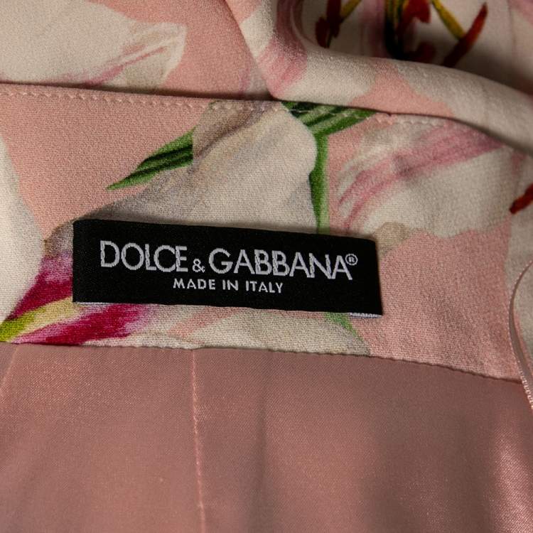 Pre Owned Dolce & Gabbana Pink Floral Printed Crepe Midi Skirt S