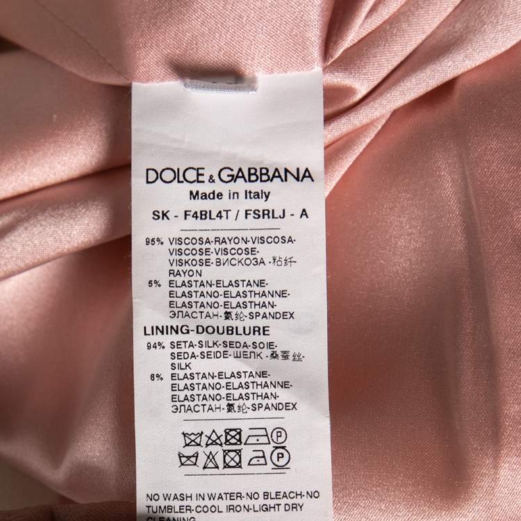 Pre Owned Dolce & Gabbana Pink Floral Printed Crepe Midi Skirt S