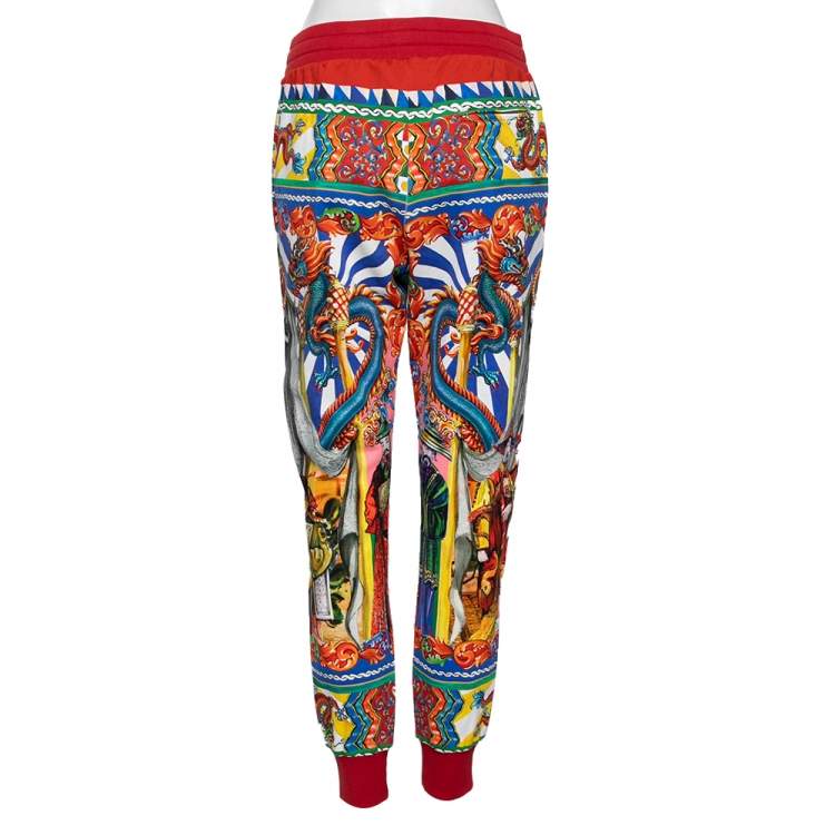 مملوكة مسبقًا Dolce & Gabbana Multicolored Sicilian Chinoiserie Printed Cotton Joggers L