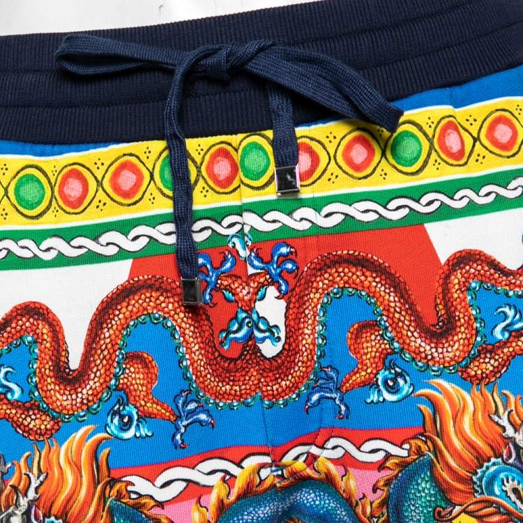 Pre Owned Dolce & Gabbana Multicolored Printed Cotton Joggers M