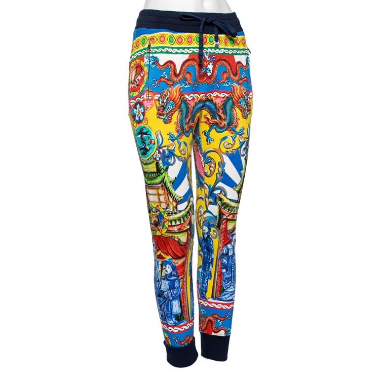 Pre Owned Dolce & Gabbana Multicolored Printed Cotton Joggers M