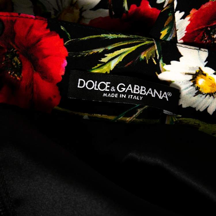 Pre Owned Dolce & Gabbana Multicolored Floral Printed Silk Midi Skirt L