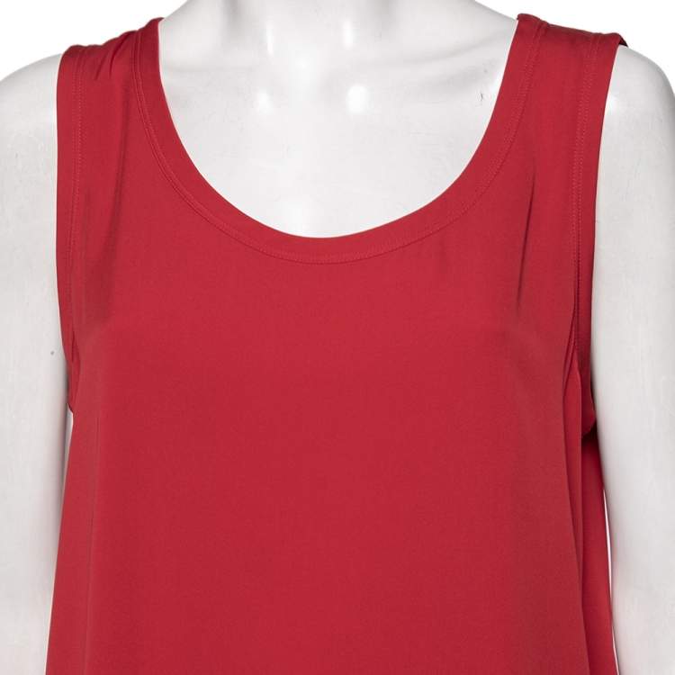 Pre Owned Dolce & Gabbana Red Silk Sleeveless Top M