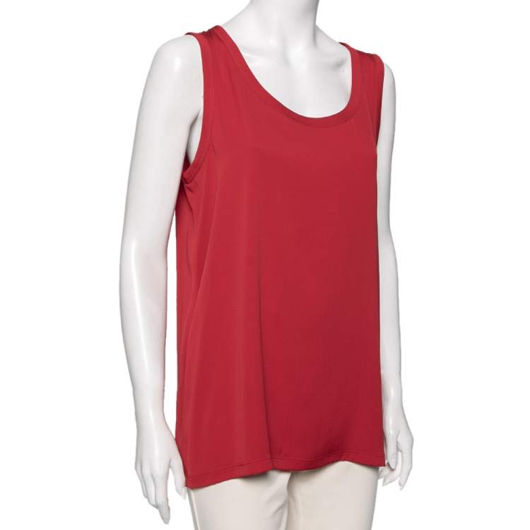 Pre Owned Dolce & Gabbana Red Silk Sleeveless Top M