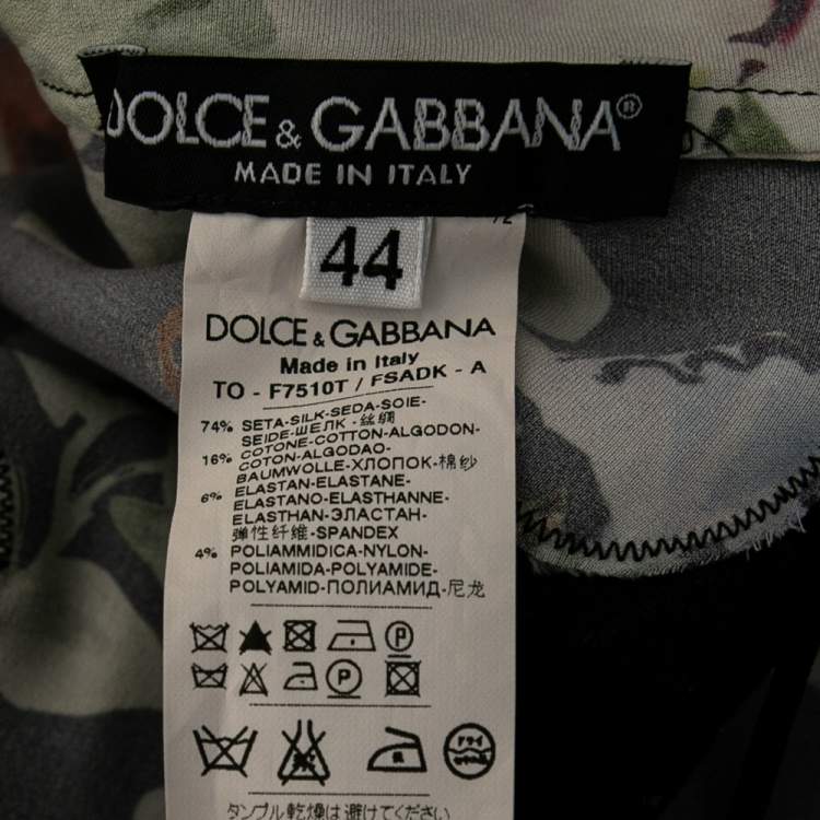 Pre Owned Dolce & Gabbana Black Floral Printed Silk Top M
