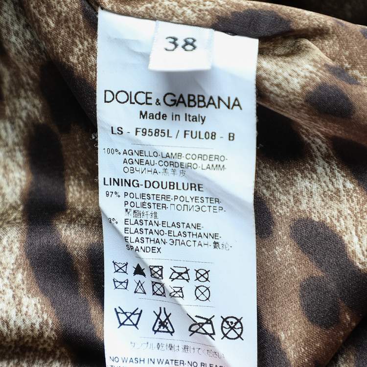Pre Owned Dolce & Gabbana Brown Leather Zip Front Cropped Jacket S