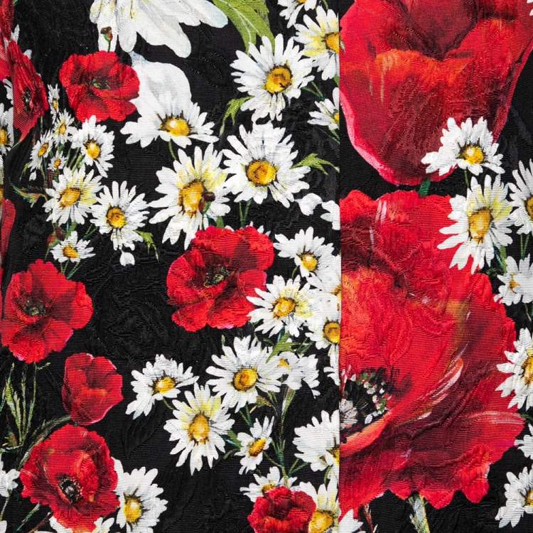 Pre Owned Dolce & Gabbana Multicolored Daisy & Poppy Printed Jacquard Coat S