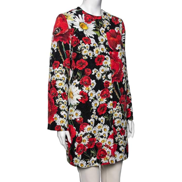 Pre Owned Dolce & Gabbana Multicolored Daisy & Poppy Printed Jacquard Coat S