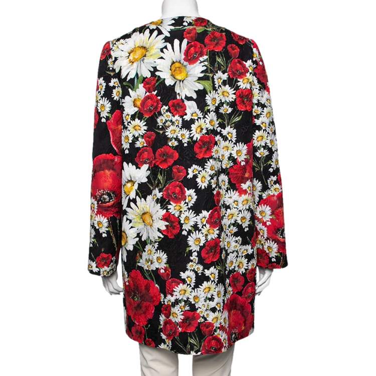 Pre Owned Dolce & Gabbana Multicolored Daisy & Poppy Printed Jacquard Coat S