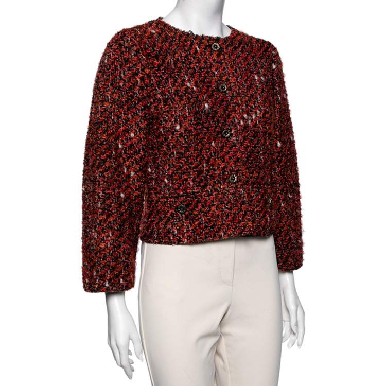 Pre Owned Dolce & Gabbana Multicolored Tweed Button Front Jacket M