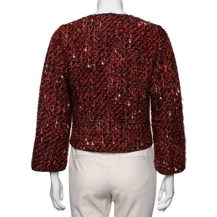 Pre Owned Dolce & Gabbana Multicolored Tweed Button Front Jacket M