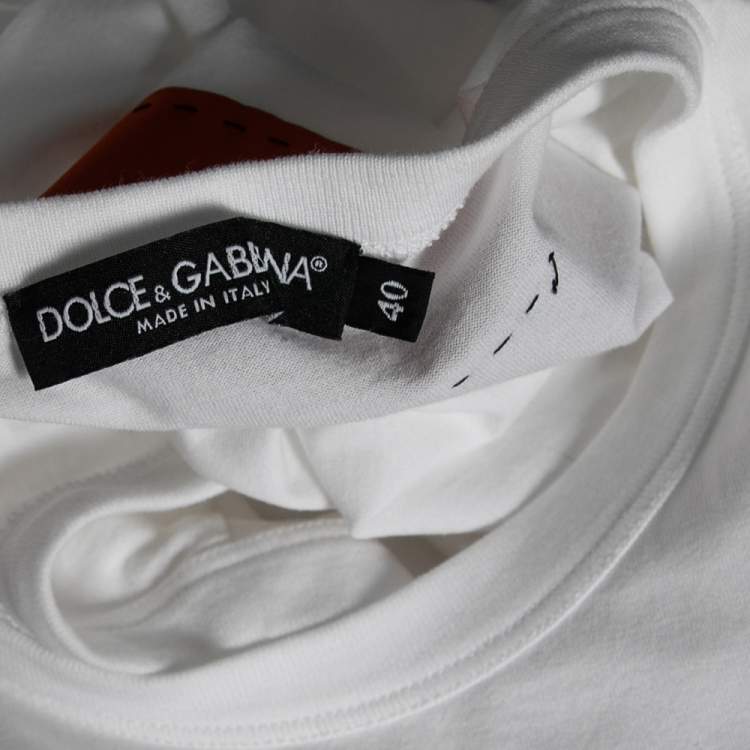 Pre Owned Dolce & Gabbana White Cotton L'Amore E Bellezza Printed Tank Top S 