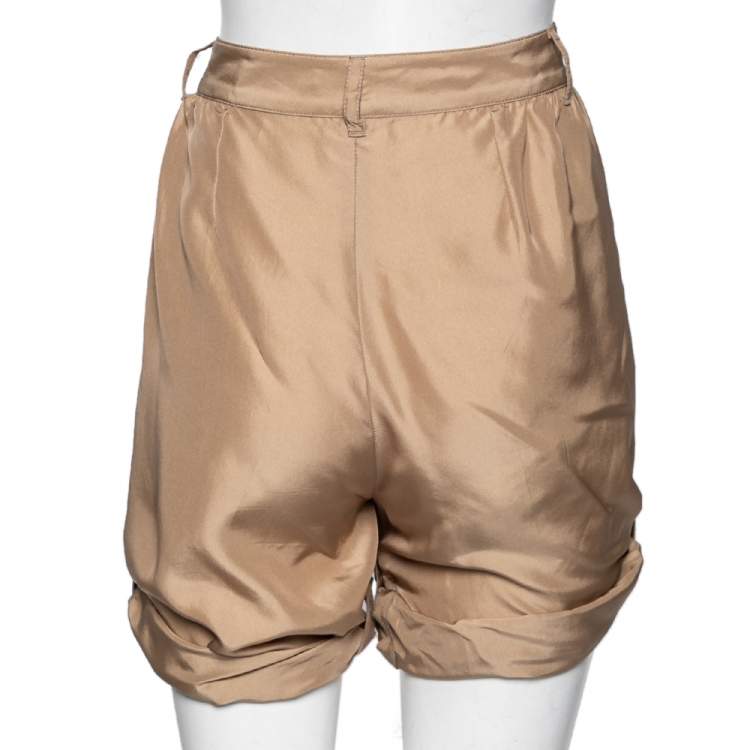 Pre Owned Dolce & Gabbana Beige Silk Shorts M