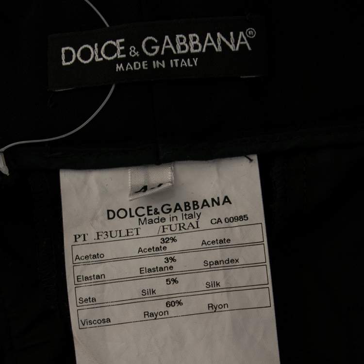 Pre Owned Dolce & Gabbana Black Rayon Blend Ruffle Detail Waist Trousers M
