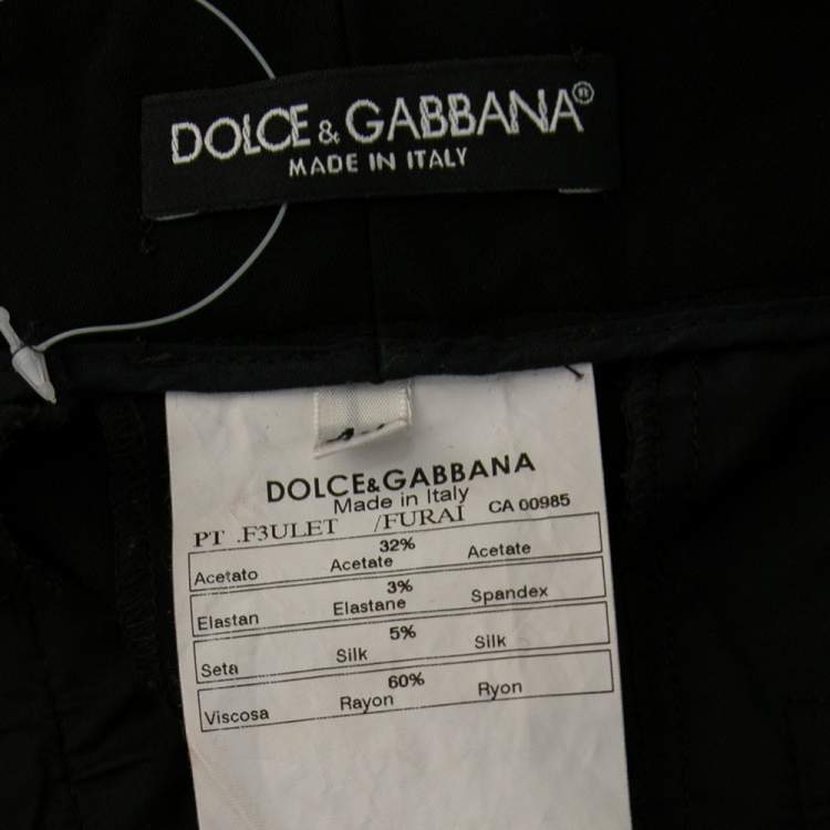 Pre Owned Dolce & Gabbana Black Rayon Blend Ruffle Detail Waist Trousers M