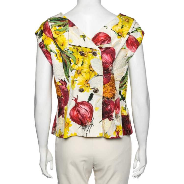 Pre Owned Dolce & Gabbana Multicolor Floral & Onion Printed Jacquard Jacket M