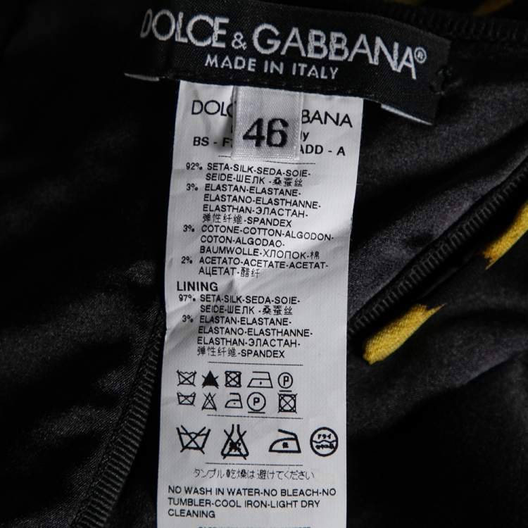 Pre Owned Dolce & Gabbana Yellow Leopard Print Silk Bustier Top L