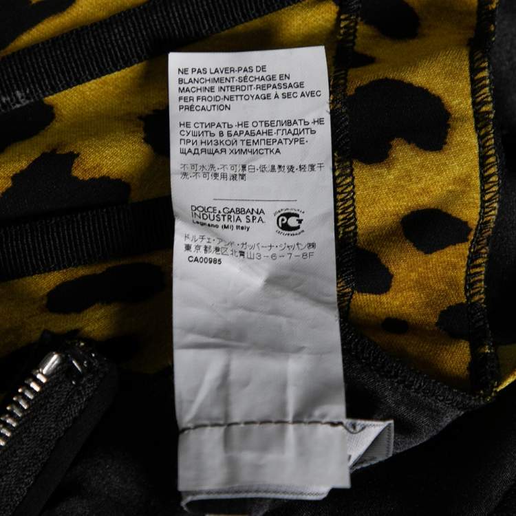 Pre Owned Dolce & Gabbana Yellow Leopard Print Silk Bustier Top L