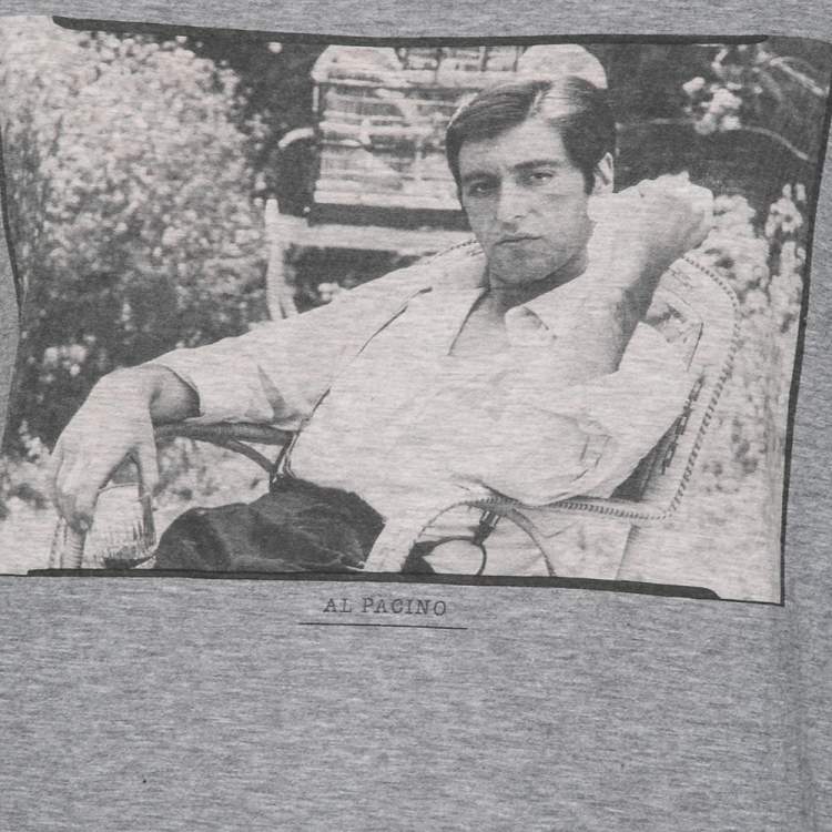 Pre Owned Dolce & Gabbana Grey Al Pacino Printed Cotton Top M