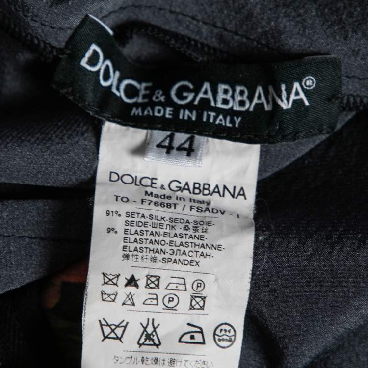 Pre Owned Dolce & Gabbana Black Floral Print Silk Bow Front Top M