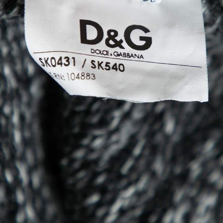 Pre Owned Dolce & Gabbana Grey Ombre Intarsia Knit Wool Sleeveless Dress M