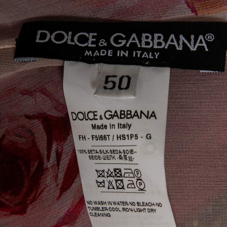 Pre Owned Dolce & Gabbana Multicolor Floral and Butterfly Printed Silk Bow Tie Front Top XL