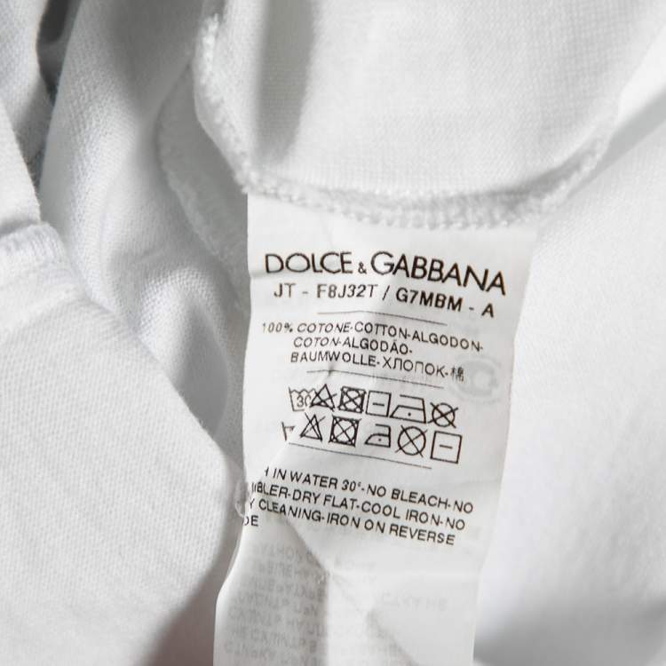 Pre Owned Dolce & Gabbana White I Have A Beautiful Life Printed Cotton Round Neck T-Shirt L 