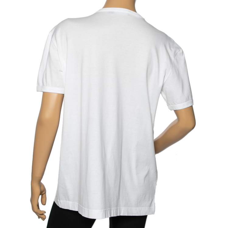 Pre Owned Dolce & Gabbana White I Have A Beautiful Life Printed Cotton Round Neck T-Shirt L 