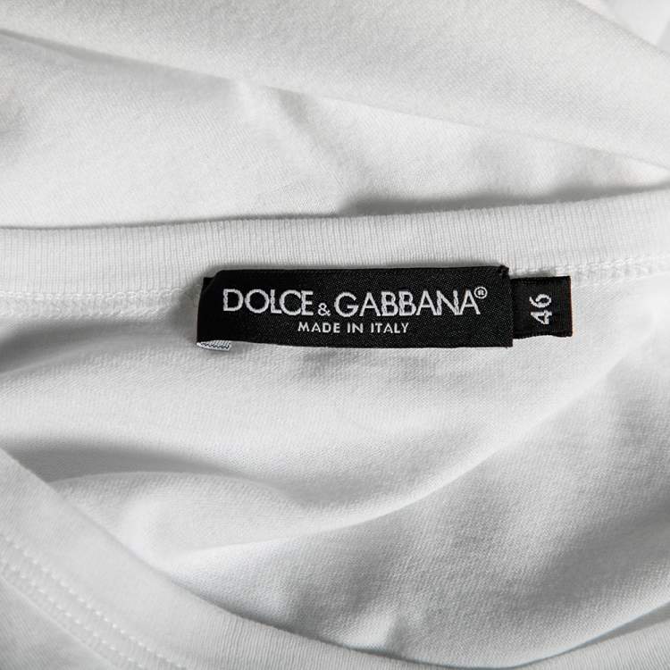 Pre Owned Dolce & Gabbana White I Have A Beautiful Life Printed Cotton Round Neck T-Shirt L 