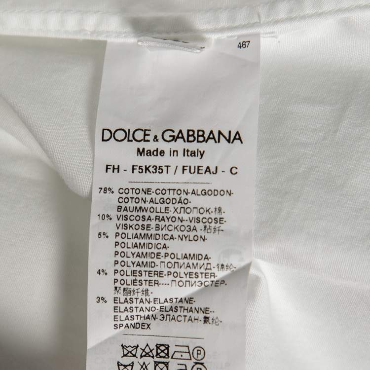 Pre Owned Dolce & Gabbana White Cotton Lace Panel Shirt L