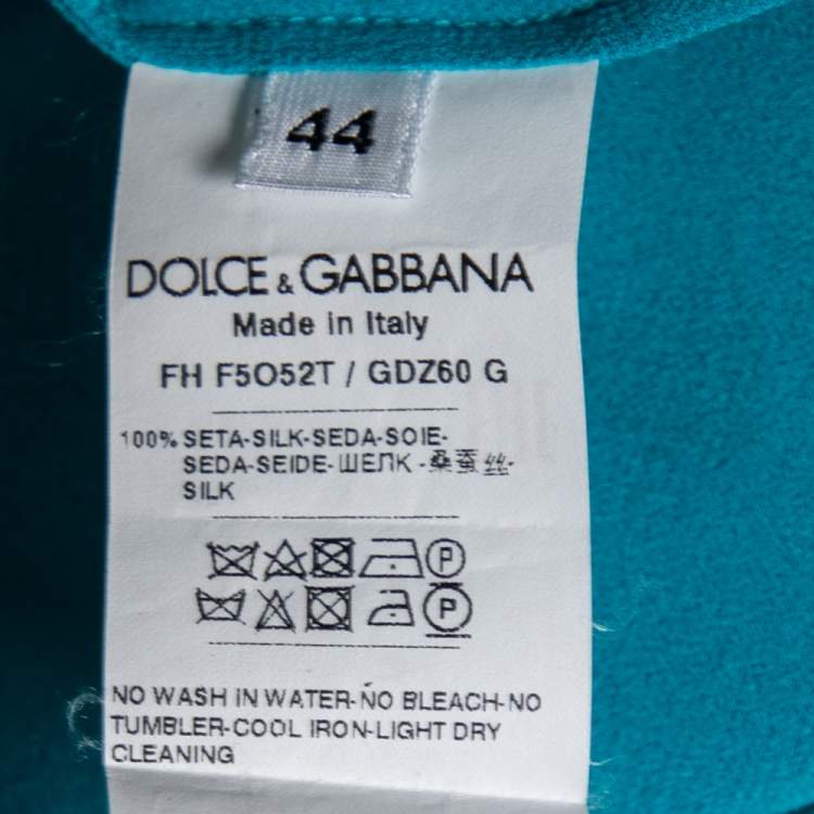 Pre Owned Dolce & Gabbana Blue Silk Color Block Long Sleeve Shirt M