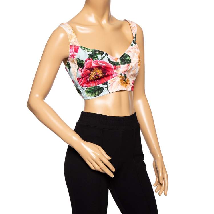 Floral-printed cotton bandeau top in multicoloured - Dolce Gabbana