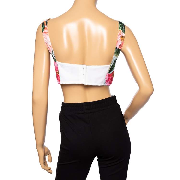 Pre Owned Dolce & Gabbana Multicolored Floral Printed Cotton Cropped Bustier XL