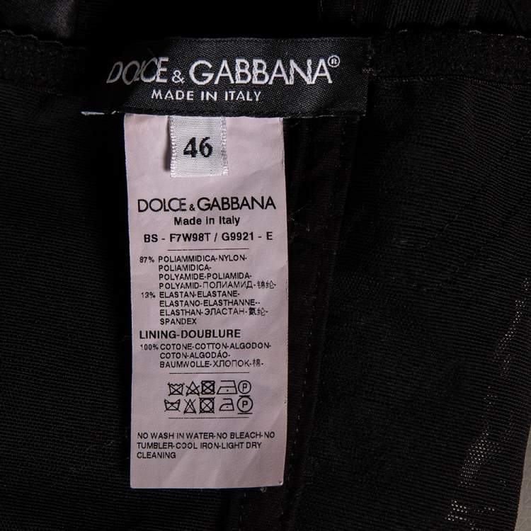 Pre Owned Dolce & Gabbana Black Lace & Satin Paneled Cropped Bustier L